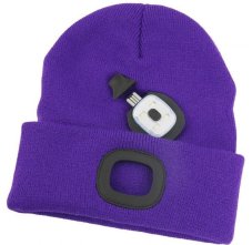 Strend Pro zimní čepice s LED světlem fialová
