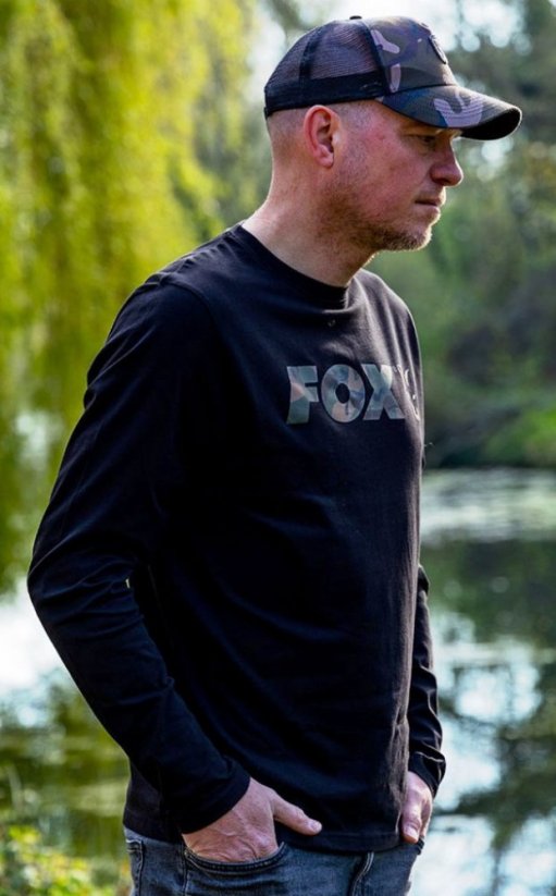 Fox rybářské tričko s dlouhým rukávem černé