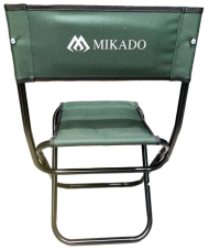 Zadní pohled na skládací stoličku Mikado 081 se zeleným opěradlem.