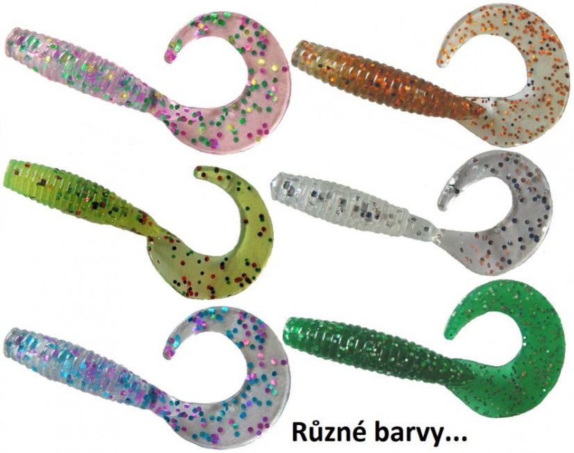 Tenki gumová nástraha twister 2,5cm 50kusů