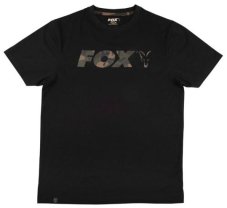 Fox rybářské tričko T-shirt Black/Camo Print vel. XL