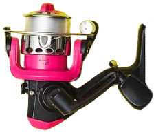 KINETIC Little Viking Spin růžový naviják - pohled z boku