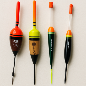 Porovnání tří typů splávků – průběžný, univerzální, pevný