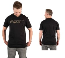 Fox rybářské tričko T-shirt Black/Camo Print vel. XL