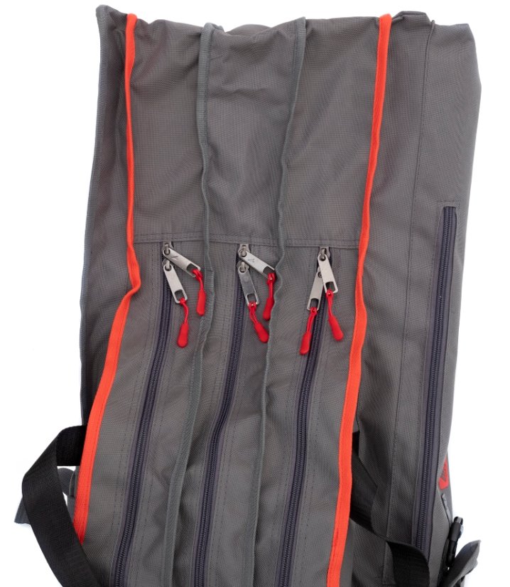Mikado obal na pruty 3komorový 170cm šedý - detail komor + zipů
