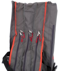 Mikado obal na pruty 3komorový 170cm šedý - detail komor + zipů