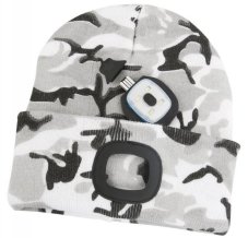 Strend Pro zimní čepice s LED světlem maskáčová šedá