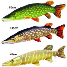 Plyšové ryby Štika Gaby – 45cm 80cm 110cm, barevné rozdíly mezi velikostmi