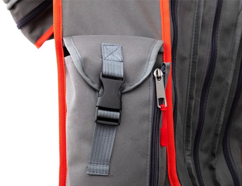 Mikado obal na pruty 3komorový 170cm šedý - detail zapínání vnější kapsy